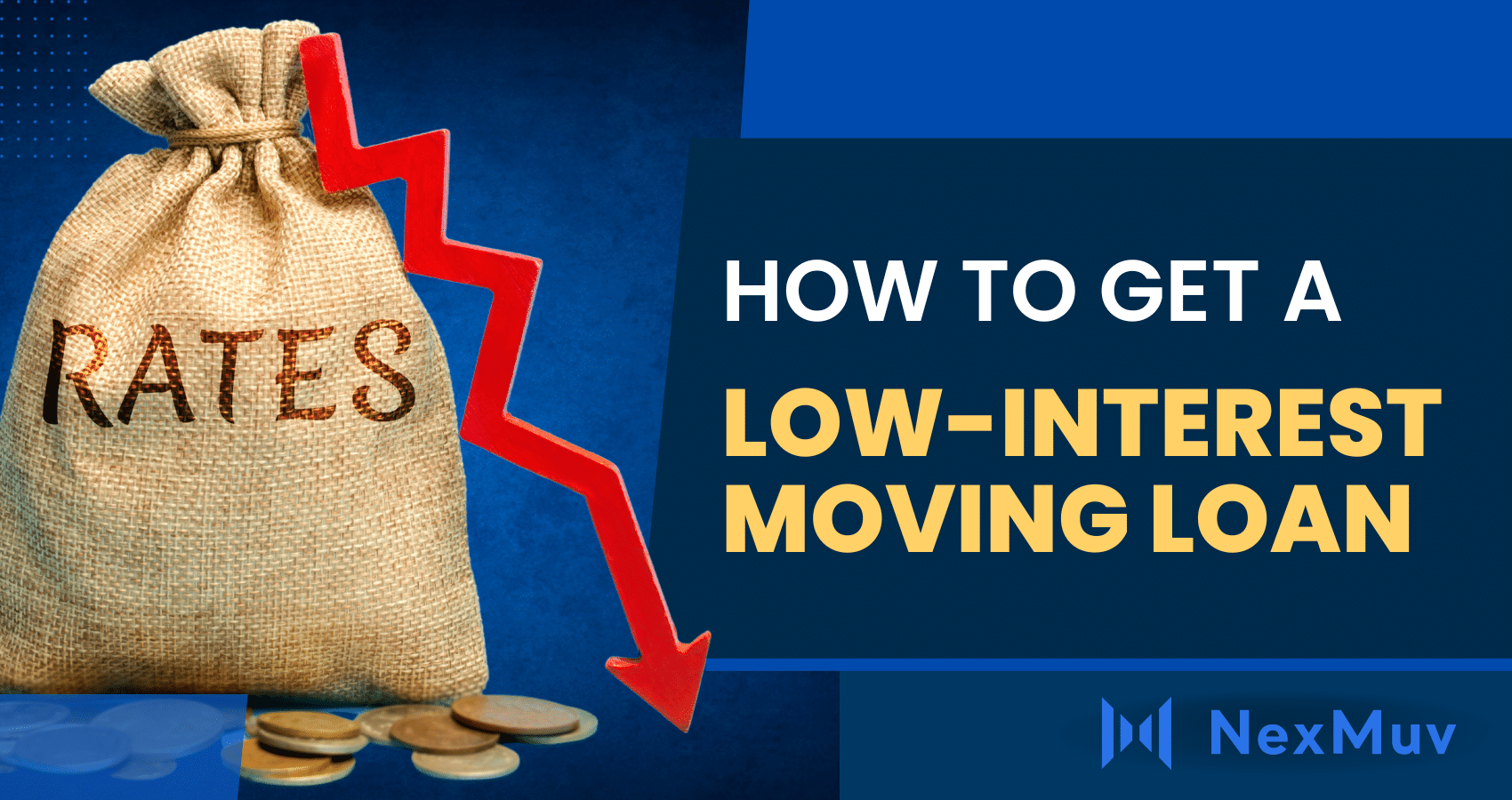 a bag of money with the words how to get a low interest moving loan.