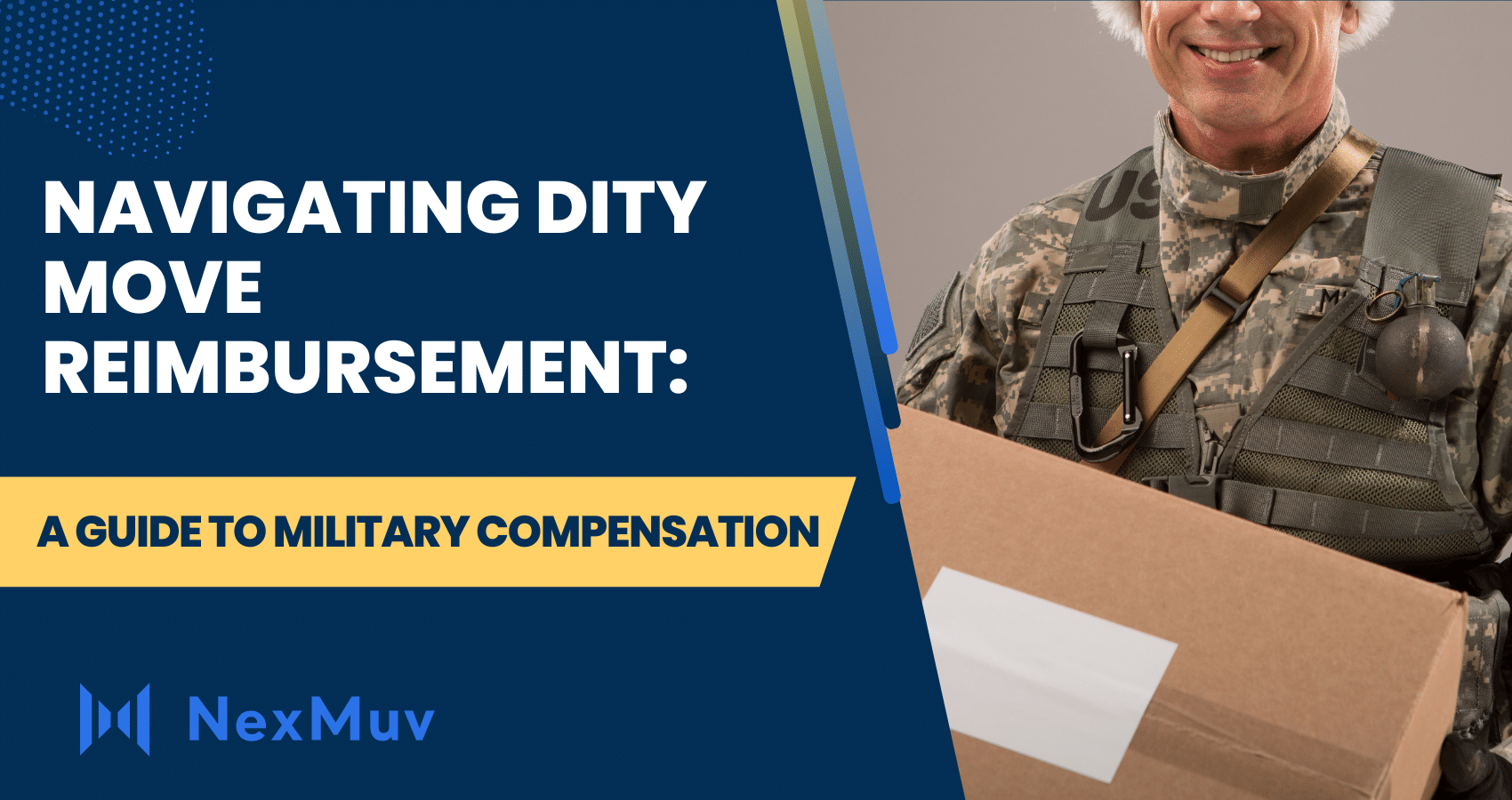 a soldier holding a cardboard box with the words navigating diy move rei.